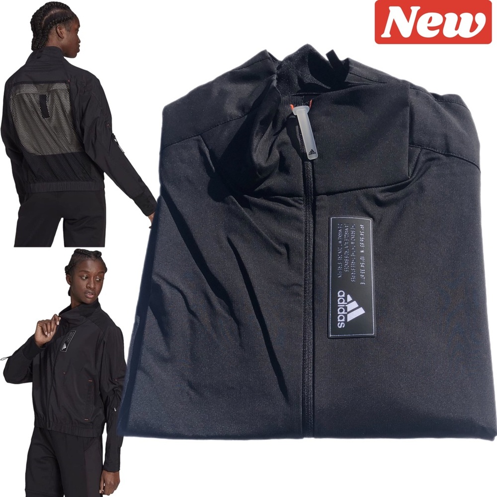 🌊♻️🆕 adidas Tech Tracktop PB Mesh Back Black Jacket MED & LRG